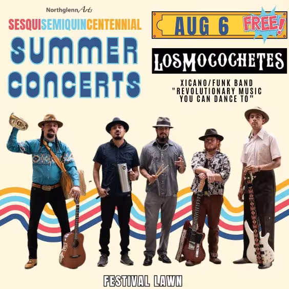 Ad for Summer Concerts on August 6 featuring Los Mocochetes